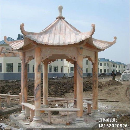 晚霞红石凉亭雕塑 莱芜汉白玉凉亭雕塑加工厂